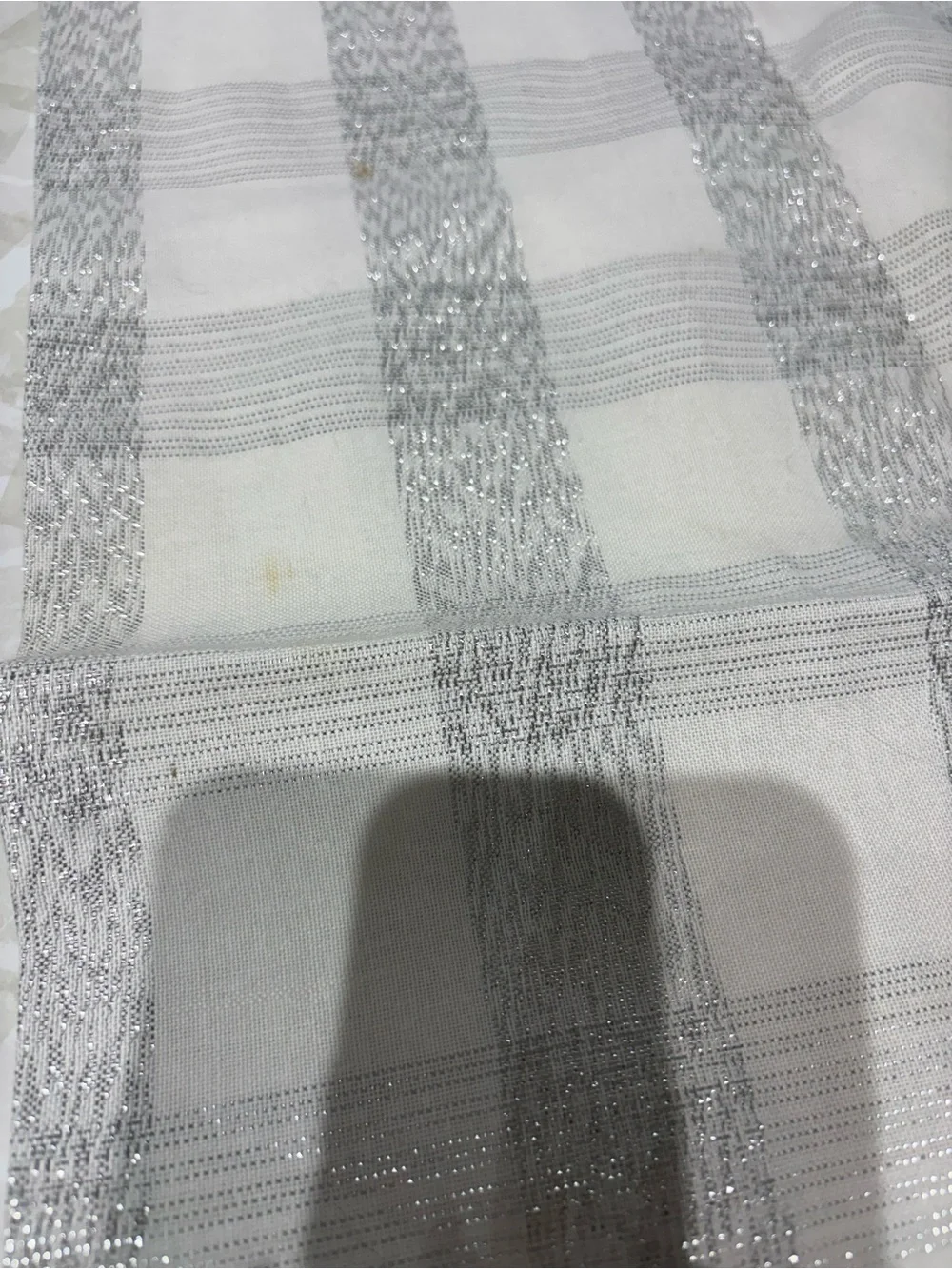 Silver Stripe Sheer Table Cloth - White and Silver